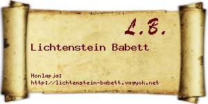 Lichtenstein Babett névjegykártya
